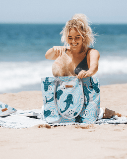 Shark Ripples Beach Tote