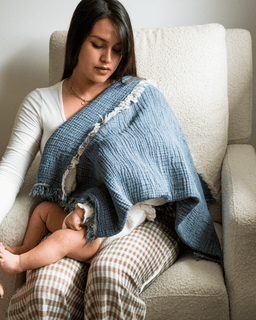 Little Fishies Gauze Receiving Blanket - Navy