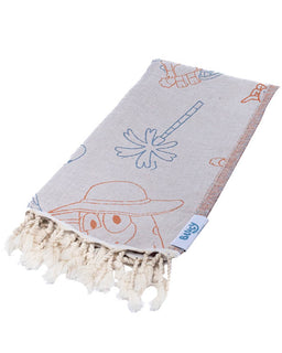 Children's towel with cartoon character design on a white background