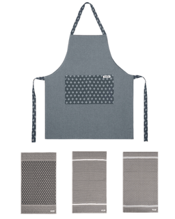 Set of three towels and apron