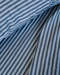 Close-up of blue and white striped fabric