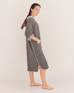 Falta Gauze Hooded Poncho - Black