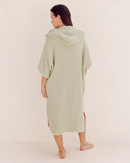 Falta Gauze Hooded Poncho - Sage