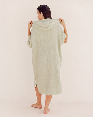 Falta Gauze Hooded Poncho - Sage