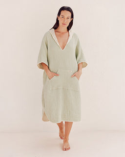 Falta Gauze Hooded Poncho - Sage