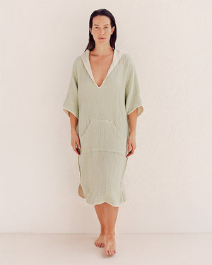 Falta Gauze Hooded Poncho - Sage