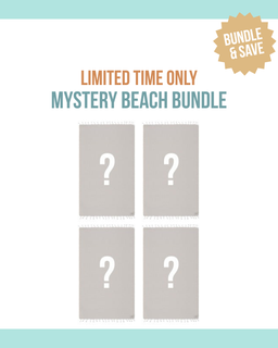 Promotional graphic for a 'Mystery Beach Bundle' with question marks on gray squares and a limited time offer.