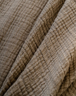 Close-up of a textured brown fabric with a diamond pattern