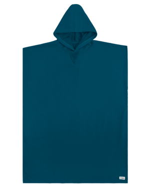 Terra Hooded Poncho - Teal Blue