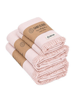 Four pack pink towel bundle on a white background