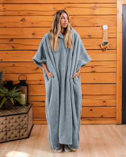 Plush Wearable Blanket Solid - Stone Blue