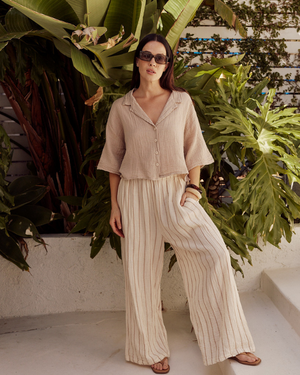 Sagar Gauze Crop Shirt - Pant Set