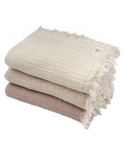 Little Fishies Gauze Receiving Blanket Set - 3 Pack - Natural / Beige / Warm Taupe