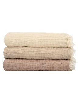 Little Fishies Gauze Receiving Blanket Set - 3 Pack - Natural / Beige / Warm Taupe