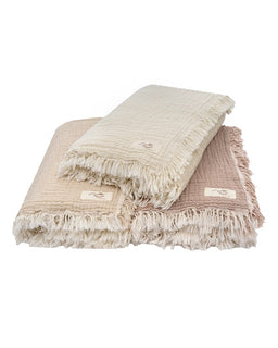 Little Fishies Gauze Receiving Blanket Set - 3 Pack - Natural / Beige / Warm Taupe