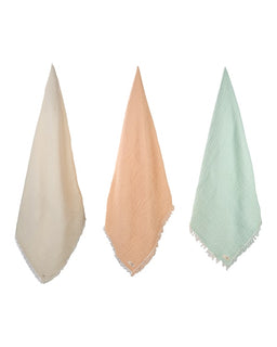 Little Fishies Gauze Receiving Blanket Set - 3 Pack - Seafoam / Peach Fuzz / Natural
