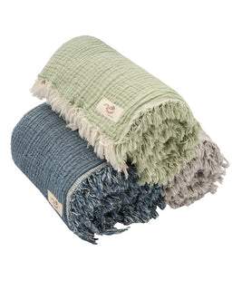 Little Fishies Gauze Receiving Blanket Set - 3 Pack - Sage / Grey / Navy