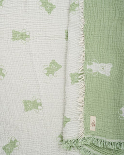 Teddy Gauze Receiving Blanket with Pouch