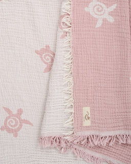 Baby Turtle Gauze Receiving Blanket Single with Pouch