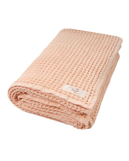 Little Fishies Waffle Blanket - Peach Fuzz