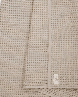 Little Fishies Waffle Blanket - Warm Taupe