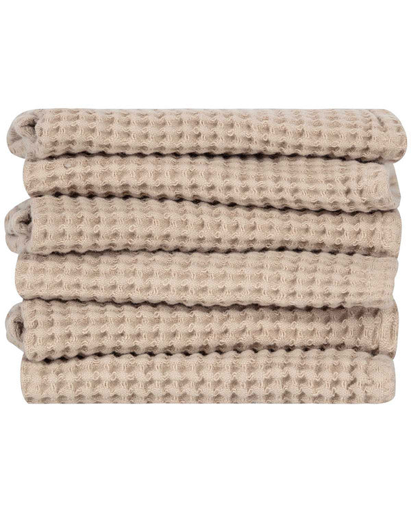 Micro Waffle Bath Washcloth Bundle - 6 Pack - Sand
