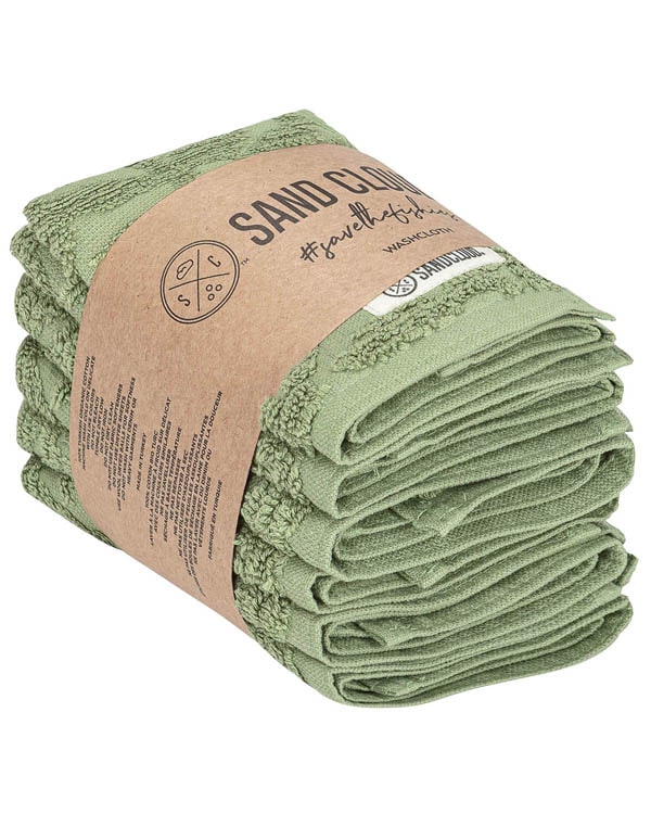 Leccino Bath Washcloth Bundle - 6 Pack - Olive