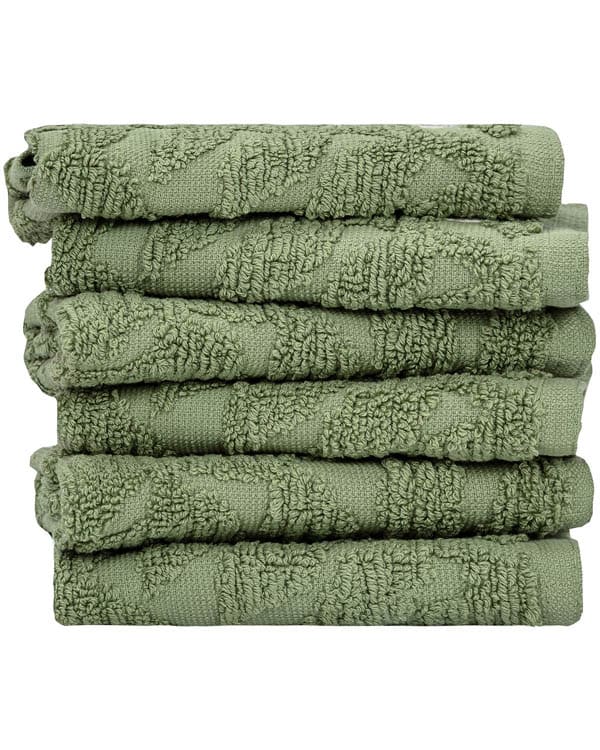 Leccino Bath Washcloth Bundle - 6 Pack - Olive