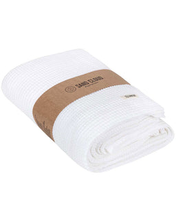Micro Waffle Shower Curtain - White
