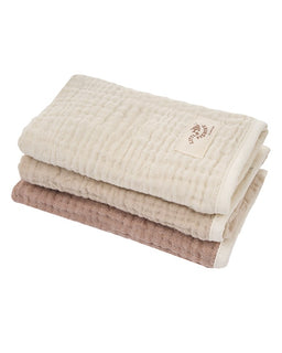 Little Fishies Gauze Burping Cloth Bundle - 3 Pack - Natural / Beige / Warm Taupe