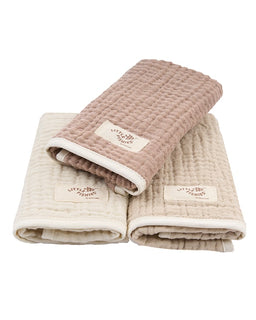 Little Fishies Gauze Burping Cloth Bundle - 3 Pack - Natural / Beige / Warm Taupe