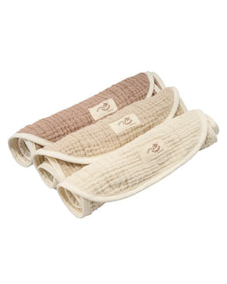 Little Fishies Gauze Burping Cloth Bundle - 3 Pack - Natural / Beige / Warm Taupe