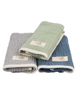Little Fishies Gauze Burping Cloth Bundle - 3 Pack - Sage / Grey / Navy