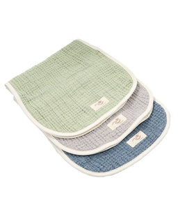 Little Fishies Gauze Burping Cloth Bundle - 3 Pack - Sage / Grey / Navy