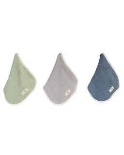 Little Fishies Gauze Burping Cloth Bundle - 3 Pack - Sage / Grey / Navy