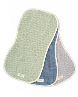 Little Fishies Gauze Burping Cloth Bundle - 3 Pack - Sage / Grey / Navy