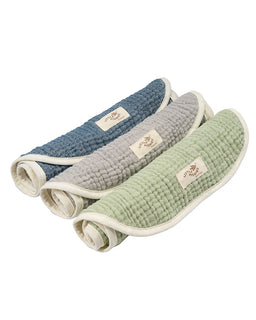 Little Fishies Gauze Burping Cloth Bundle - 3 Pack - Sage / Grey / Navy