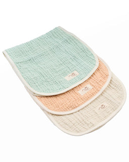 Little Fishies Gauze Burping Cloth Bundle - 3 Pack - Seafoam / Peach Fuzz / Natural