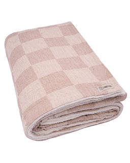 Cloud Checker Plush Blanket - Beige