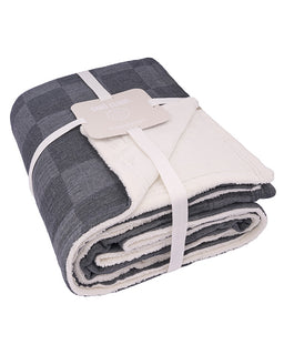 Cloud Checker Plush Blanket - Black