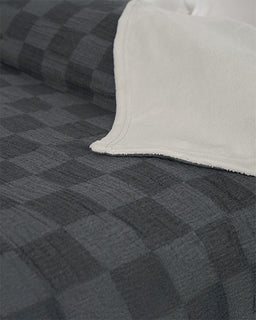 Cloud Checker Plush Blanket - Black