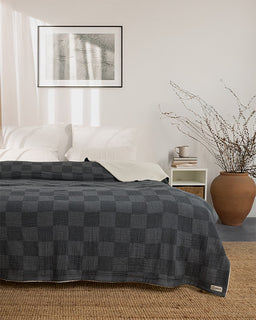 Cloud Checker Plush Blanket - Black