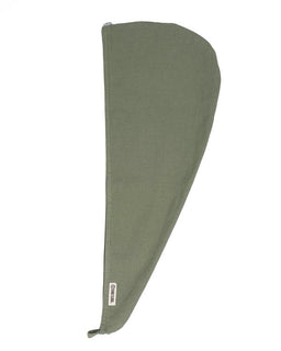 Green hair towel on white background