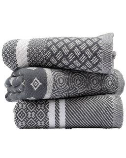 Stack of 3 towels on white background