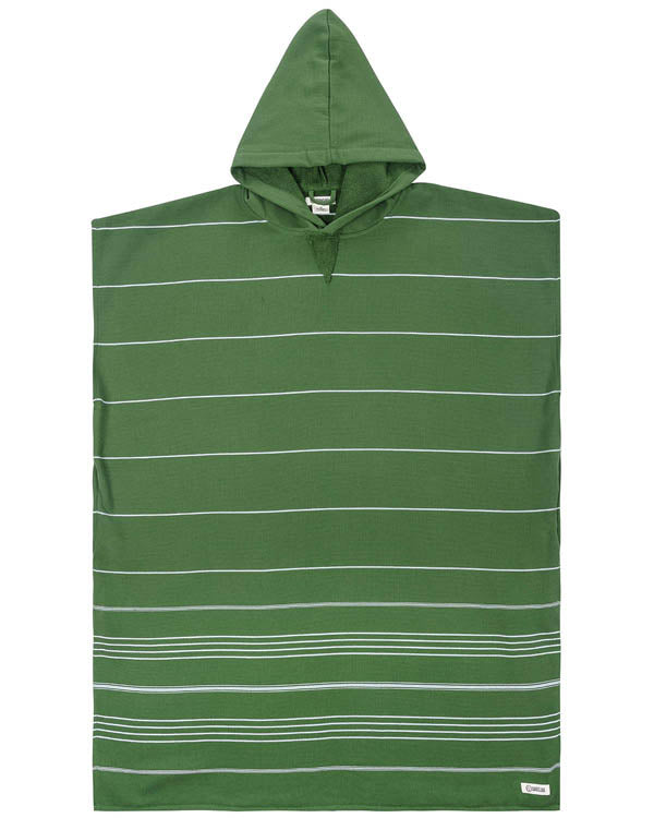 Classic Stripe Hooded Poncho - Green