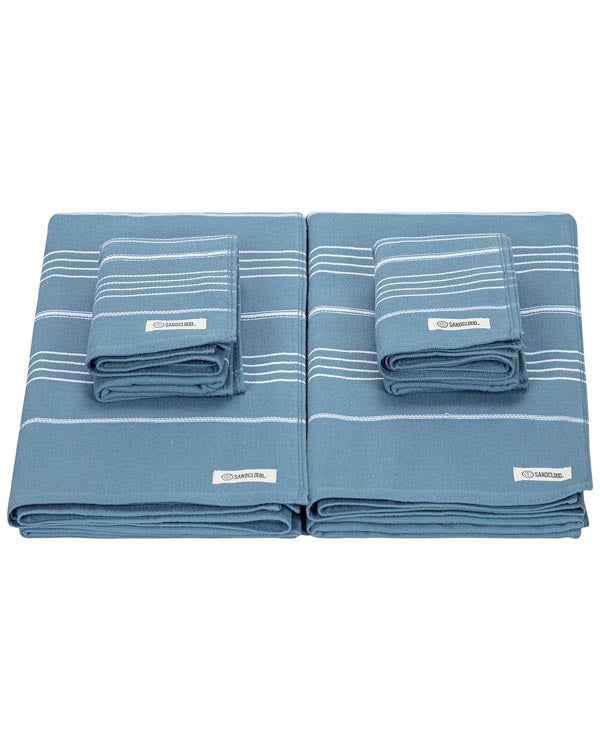 Classic Fringeless XL Bath Bundle 4 Pack Mixed- Slate Blue