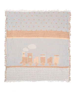 Choo-Choo Train Gauze Receiving Blanket Single with Pouch