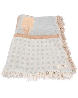 Choo-Choo Train Gauze Receiving Blanket Single with Pouch