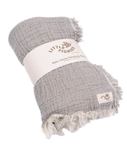 Little Fishies Gauze Receiving Blanket - Grey