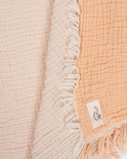 Little Fishies Gauze Receiving Blanket - Peach Fuzz
